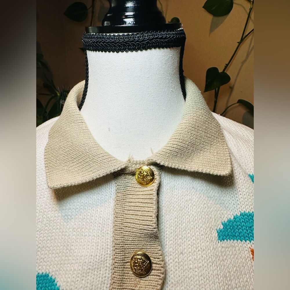 80s Vintage Capricci Knitwear Fruit Patterned Cream Sweater - Picture 9 of 16